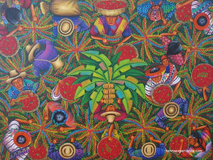 Angelina Quic Large Oil Painting - Mayan Coffee Harvest Overhead  (P-L-AQ-21-B) 30"x 40" (LARGE)