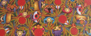 Angelina Quic Large Oil Painting - Mayan Coffee Harvest Overhead  (P-L-AQ-21-i) 20"x50" (LARGE)