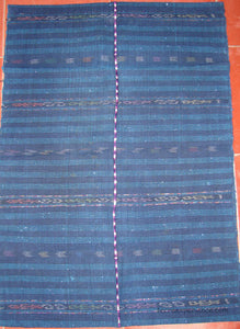 Corte - Indigo Morga Skirt from Nahuala Guatemala, Girls with randa and stripes C_N_064