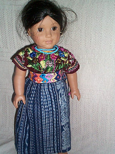 Doll - Patzun  Flowered  Red and Burgundy 18" Doll Outfit