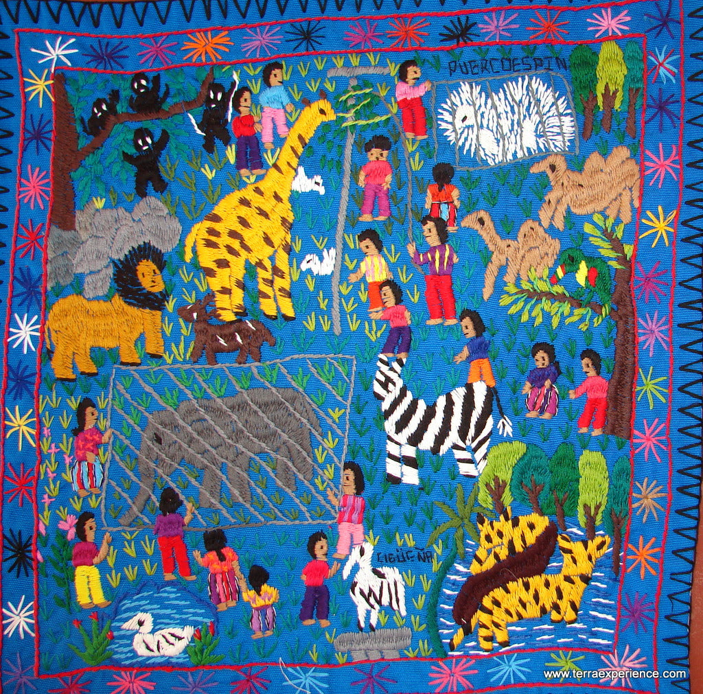 Mayan Embroidered Folk Art Tapestry 14-31: 