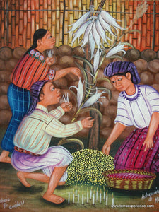 Jose Antonio Pur Gonzalez Oil Painting - Ceremony of the Maize (P-M-JAPG-013)  9"x11"