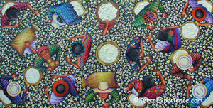 Angelina Quic Large Medium Oil Painting - Mayan Cotton Picking Overhead  (P-L-AQ-19A) 20"x40" (LARGE MEDIUM)