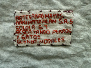 Mayan Embroidered Folk Art Tapestry 25-E:  Rescatando Perros y Gatos (Rescuing the Dogs and Cats) - Glenda Morales
