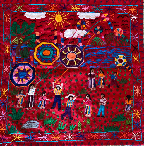 Mayan Embroidered Folk Art Tapestry 23-A:  Barriletes Gigantes (Giant Kites) - Elma Morales