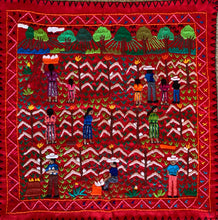 Embroidered Folk Art Tapestry 23-I:  La Tapisca (The Corn Harvest) - Sandra Morales