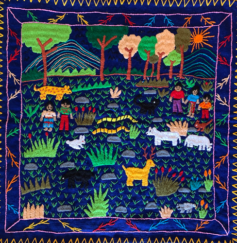 Embroidered Folk Art Tapestry 23-H:  Animales en la Selva (Animals in the Forest)  - Adriana Morales