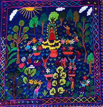 Mayan Embroidered Folk Art Tapestry 23-D:  Veneracion de La Virgin (Giving Respect to the Virgin Guatelupe)- Catarina Quino