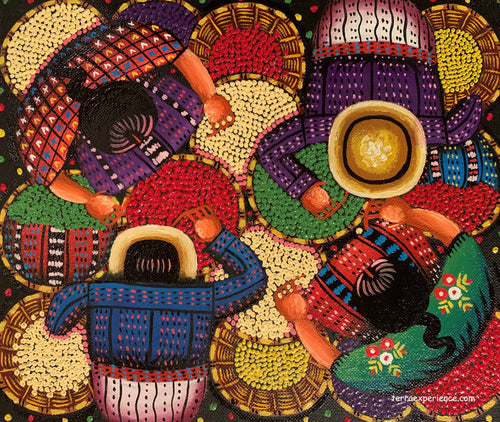 Angelina Quic Oil Painting - Mayan Corn and Coffee Market Overhead  (P-M-AQ-20F) 9