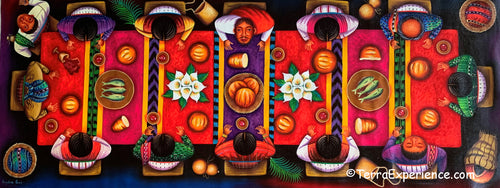 Angelina Quic Large Oil Painting - Last Supper (El Sagrado Alimento) Overhead  (P-L-AQ-20B) 20