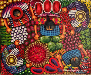 Angelina Quic Oil Painting - Mayan Market Overhead (P-M-AQ9-20J) 9"x11"