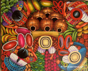 Angelina Quic Oil Painting - Mayan Market Overhead  (P-M-AQ9-20L) 9"x11"