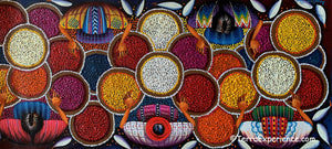 Angelina Quic Oil Painting - Mayan Corn and Coffee Market Overhead  (P-ML-AQ-20M) 12"x27" (MEDIUM LARGE)