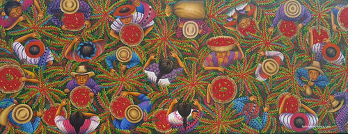 Angelina Quic Very Large Oil Painting - Mayan Coffee Harvest Overhead  (P-LV-AQ-21-A) 24