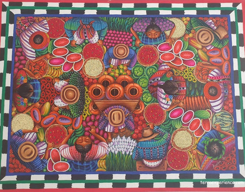 Angelina Quic Large Oil Painting - Mayan Market Overhead  (P-L-AQ-21-C) 30