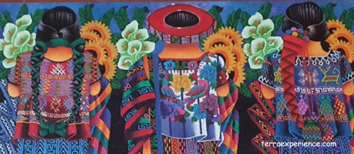 Antonio Coche Mendoza Medium Large Oil Painting - Three Mayan Woman  - Espalda View  (P-L-ACM-21-A) 15