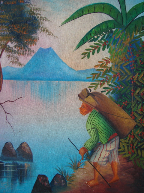 Antonio Vasquez Yojcom Oil Painting - Coffee Harvest on Lake Atitlan  (P-M-AVY-017)  9