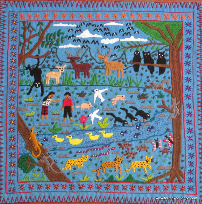 Mayan Embroidered Folk Art Tapestry 15-04:    