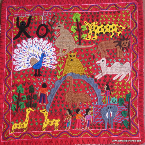 Mayan Embroidered Folk Art Tapestry 15-18:    