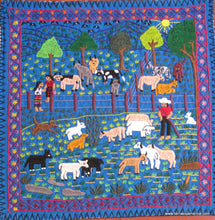 Mayan Embroidered Folk Art Tapestry 15-19:    "Tema: El Patoreo" (Theme: The Pasture), Candelaria J.C.