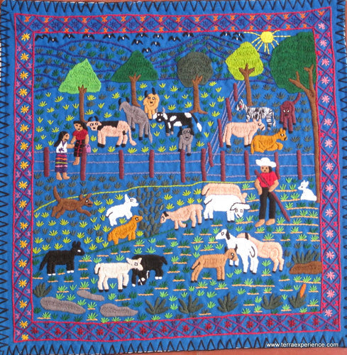 Mayan Embroidered Folk Art Tapestry 15-19:    