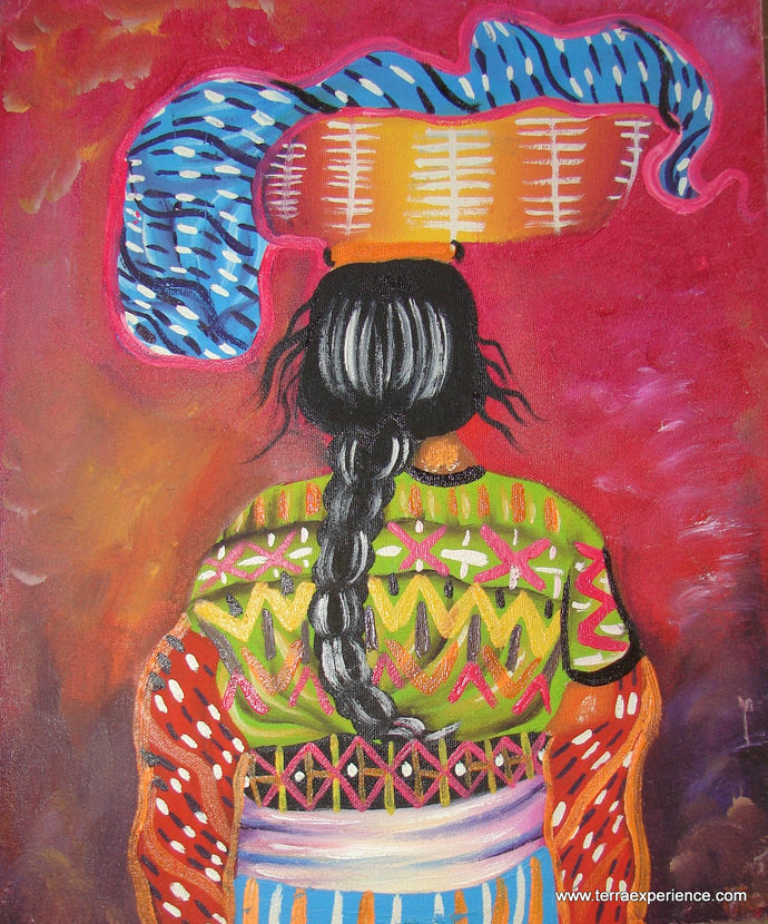 Unsigned Oil Painting - Mayan Woman  - Espalda View  (P-M-UNK-003)  9
