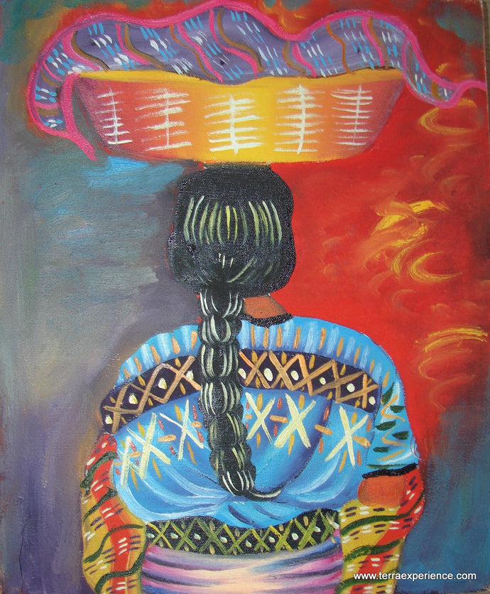 Unsigned Oil Painting - Mayan Woman  - Espalda View  (P-M-UNK-006)  9