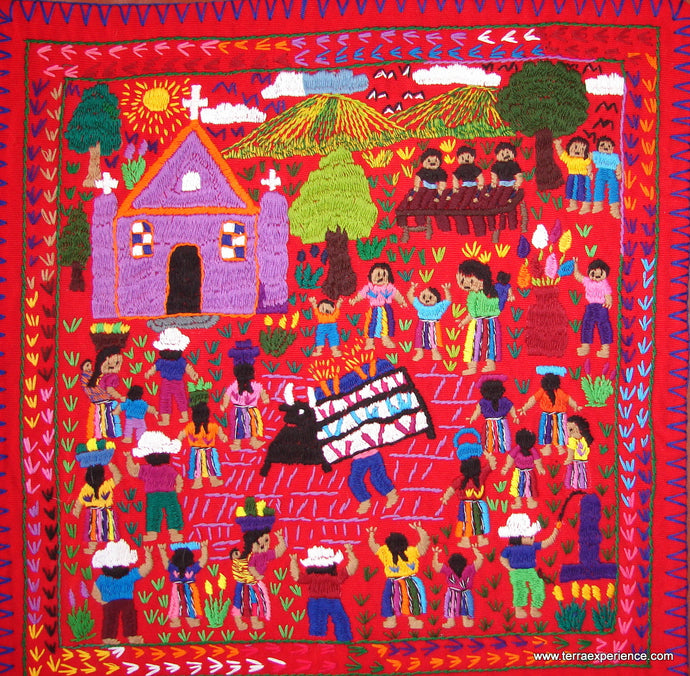 Mayan Embroidered Folk Art Tapestry 14-26:    