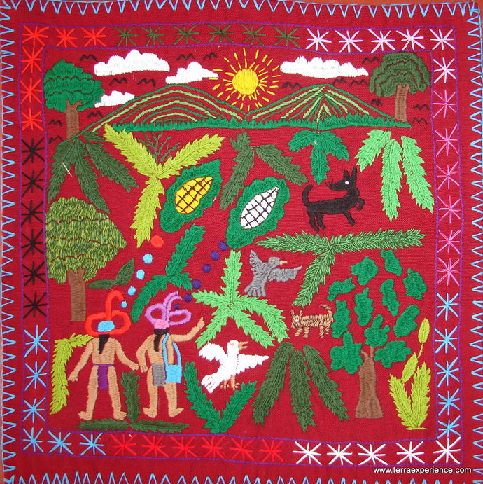 Mayan Embroidered Folk Art Tapestry 14-37:    