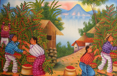 Jose Antonio Pur Gonzalez Oil Painting - Santiago Atitlan Coffee Harvest  (P-L-JAPG-001)  12