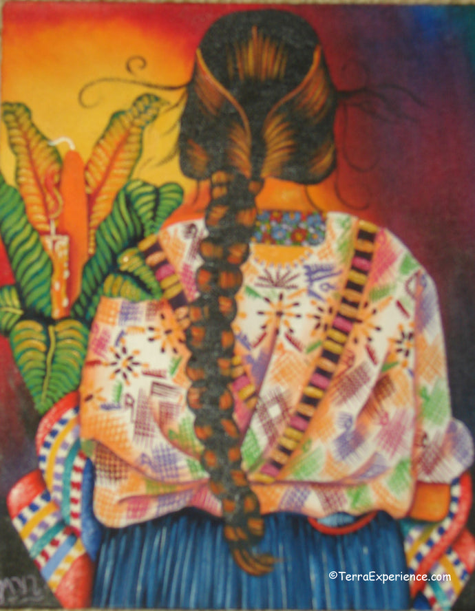 Unsigned Oil Painting - Mayan Woman from Quezaltenango (Xela) - Espalda View  (P-M-MYL-19B)  9