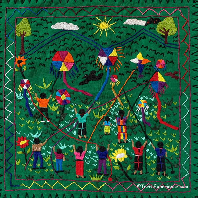 Mayan Embroidered Folk Art Tapestry 20-P:  