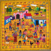 Mayan Embroidered Folk Art Tapestry 17-04:  "El Mercado" (The Market), Candelaria J. C.