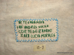 Mayan Embroidered Folk Art Tapestry 17-07:    "Corte De Banano" (Cutting the Bananas), Zara Lucia Morales
