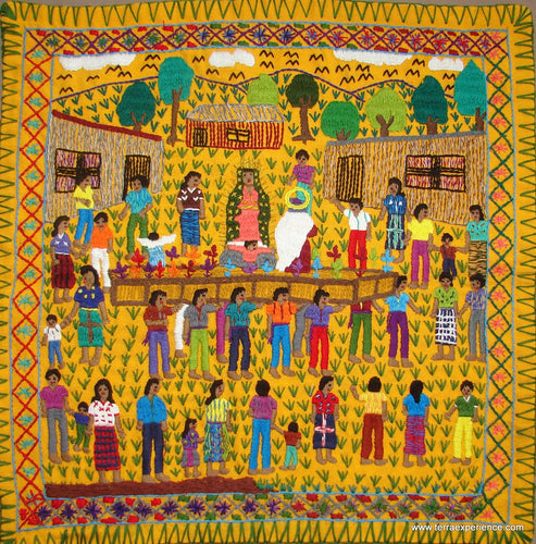 Mayan Embroidered Folk Art Tapestry 17-02:  