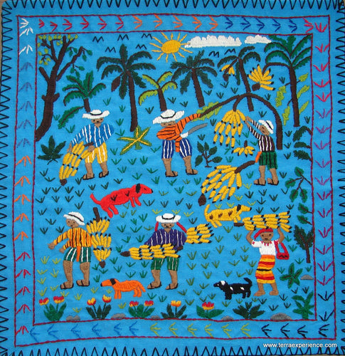 Mayan Embroidered Folk Art Tapestry 17-07:    