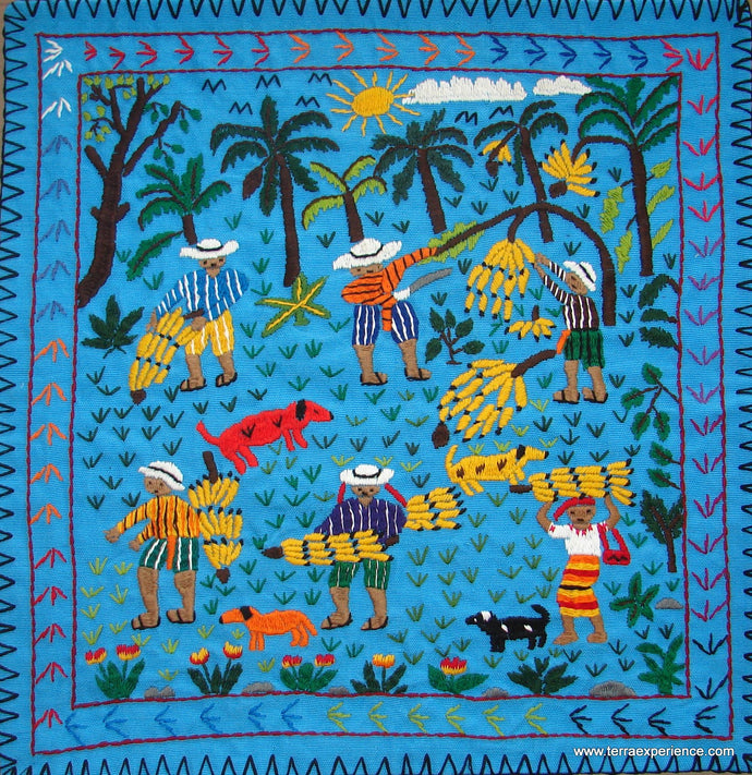 Mayan Embroidered Folk Art Tapestry 17-07:    