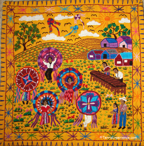 Mayan Embroidered Folk Art Tapestry 19-01