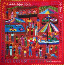 Mayan Embroidered Folk Art Tapestry 19-05:  La Feria (The Fair) - Sandra Morales