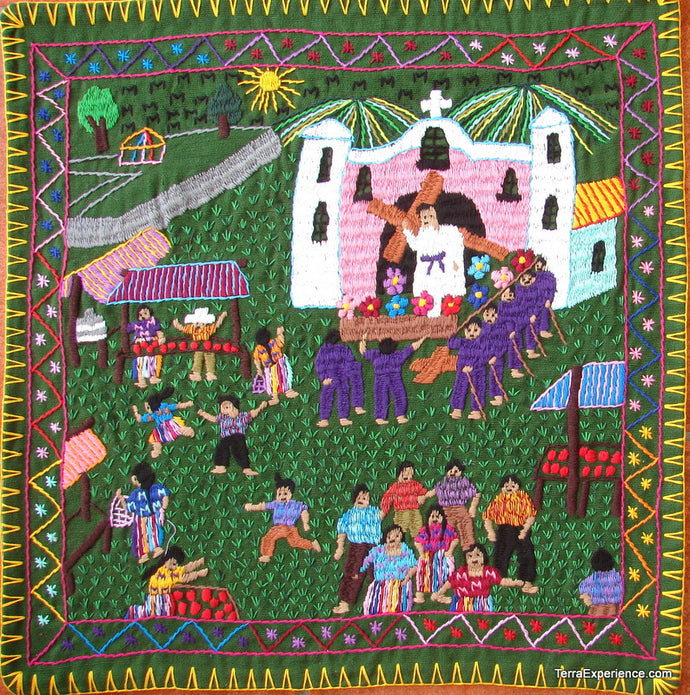 Mayan Embroidered Folk Art Tapestry 13-09:    