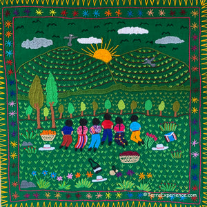Mayan Embroidered Folk Art Tapestry 20-B:  "Agradeciminto a la Madre Tierra" (Gratitude to Mother Earth) - Erica Leja