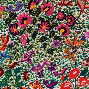 Mayan Embroidered Folk Art Tapestry 20-C:  "El Colibris" (The Hummingbirds) - Josefina Quino