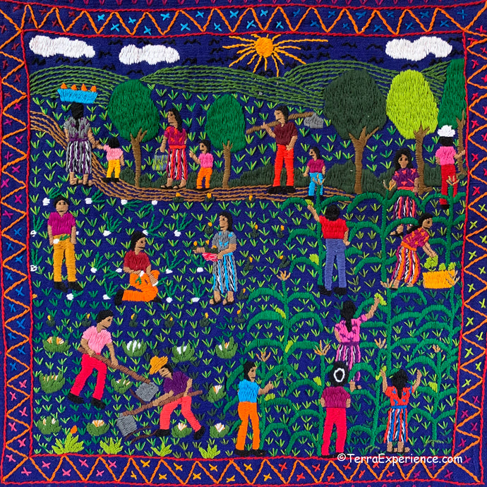Mayan Embroidered Folk Art Tapestry 20-E:  