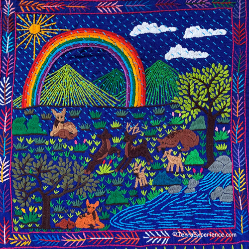 Mayan Embroidered Folk Art Tapestry 20-F:  