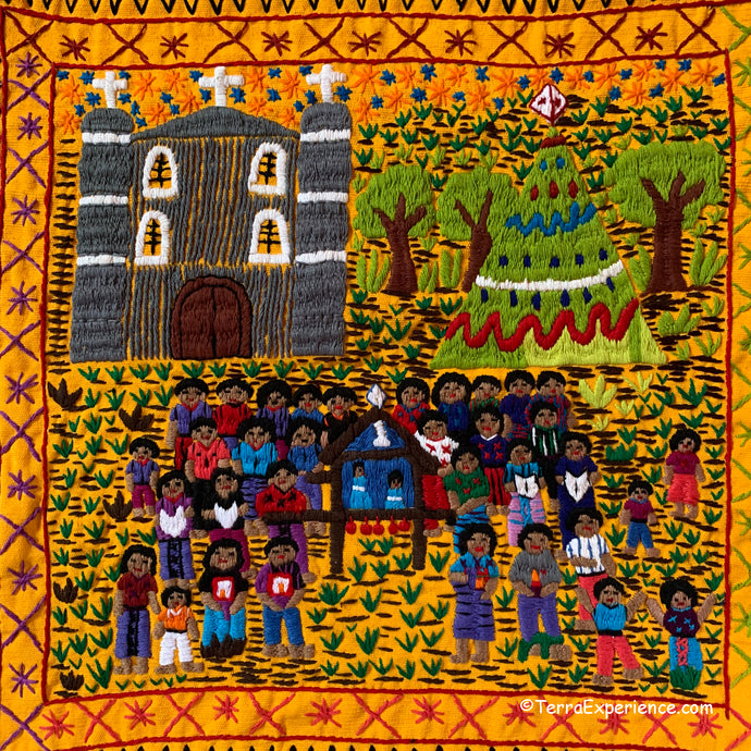 Mayan Embroidered Folk Art Tapestry 20-H:  