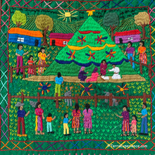 Mayan Embroidered Folk Art Tapestry 20-J:  "Arbol Navidad" (Christmas Tree) - Sandra Morales