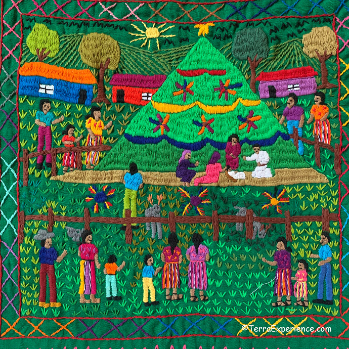 Mayan Embroidered Folk Art Tapestry 20-J:  