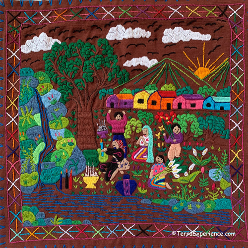 Mayan Embroidered Folk Art Tapestry 20-i:  