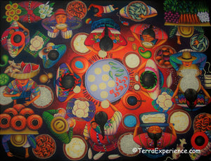 Angelina Quic Large Oil Painting - Mayan Tortilleria Restaurant Overhead  (P-L-AQ-19F) 30"x40" (LARGE)