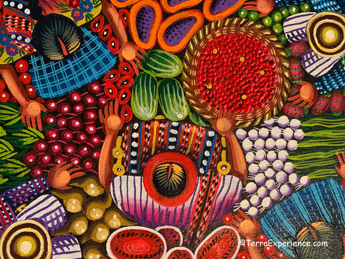Angelina Quic Oil Painting - Mayan Market Overhead  (P-M-AQ9-19U)